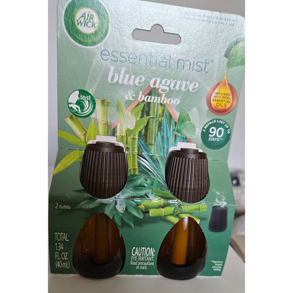 Air Wick Essential Mist Refills Blue Agave & Bamboo 2 Count 1.34oz 40mL New